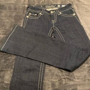 Miss Me Beautiful Flare Jeans with Rhinestone Accents